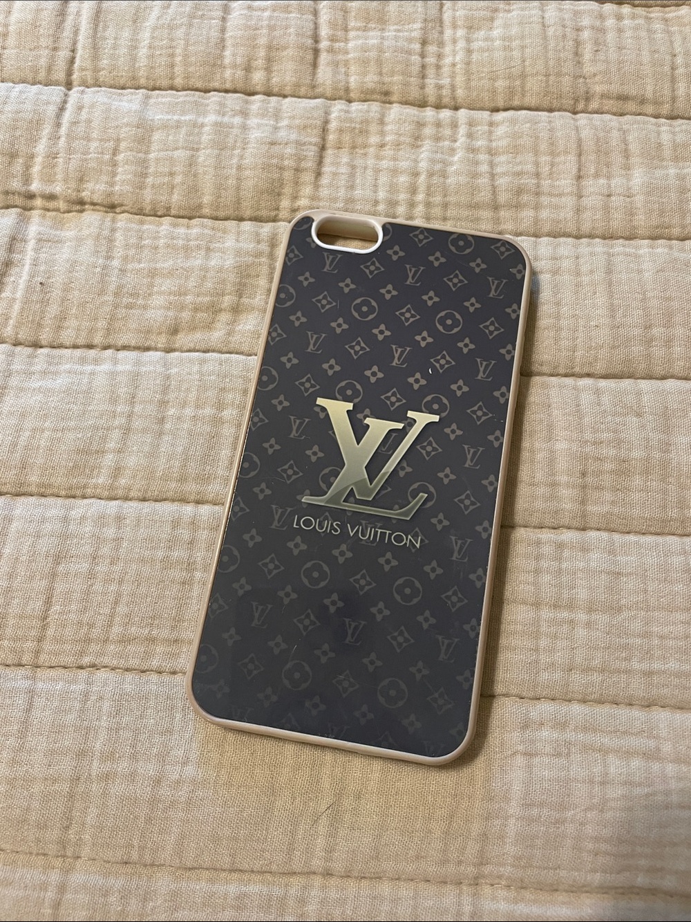Louis Vuitton Dark Brown Monogram Phone Case with Gold LV Emblem